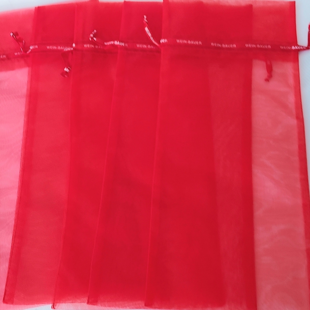 Red Organza Wine Gift Bags SET of 6 NWT